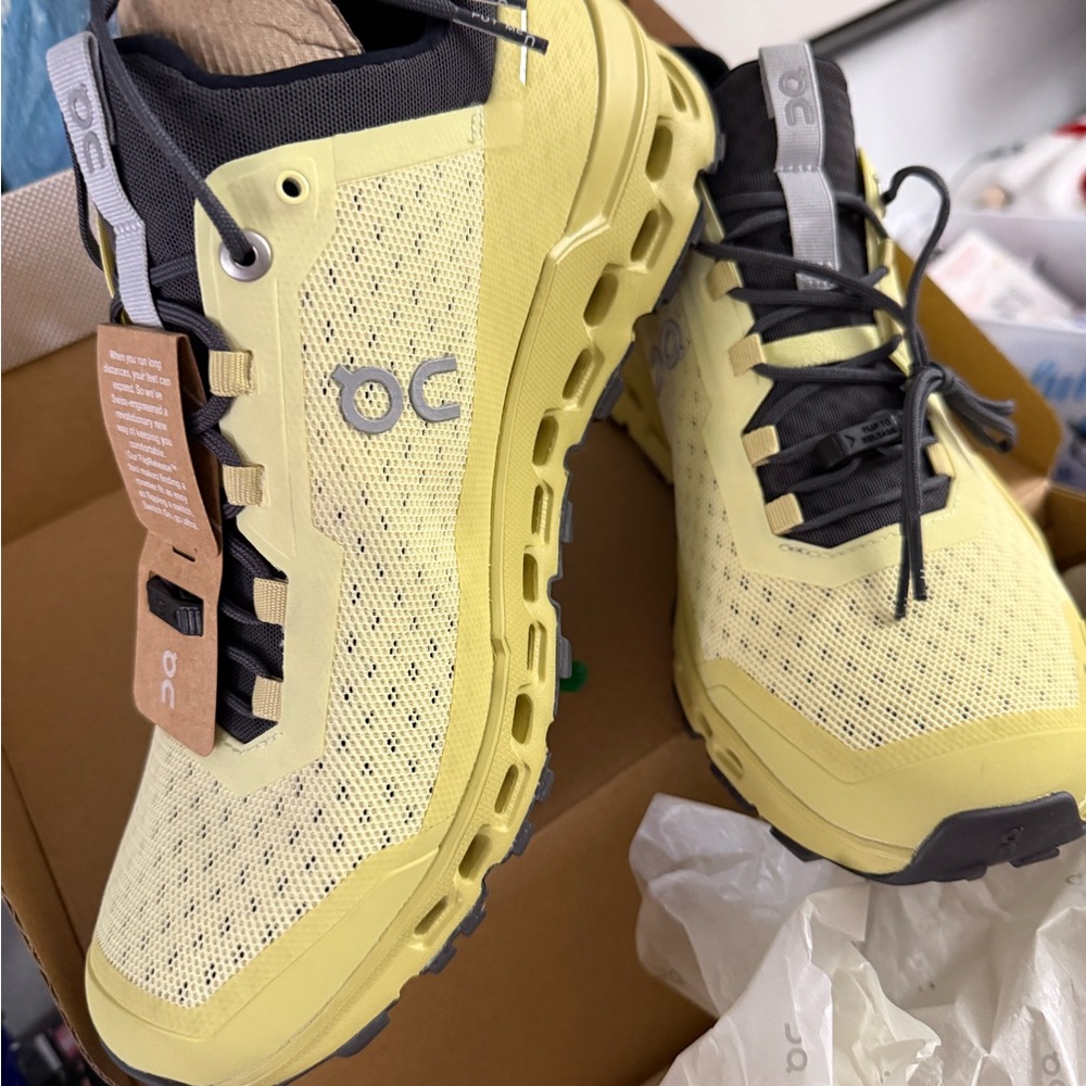 On Running Light Yellow Athletic Shoes
